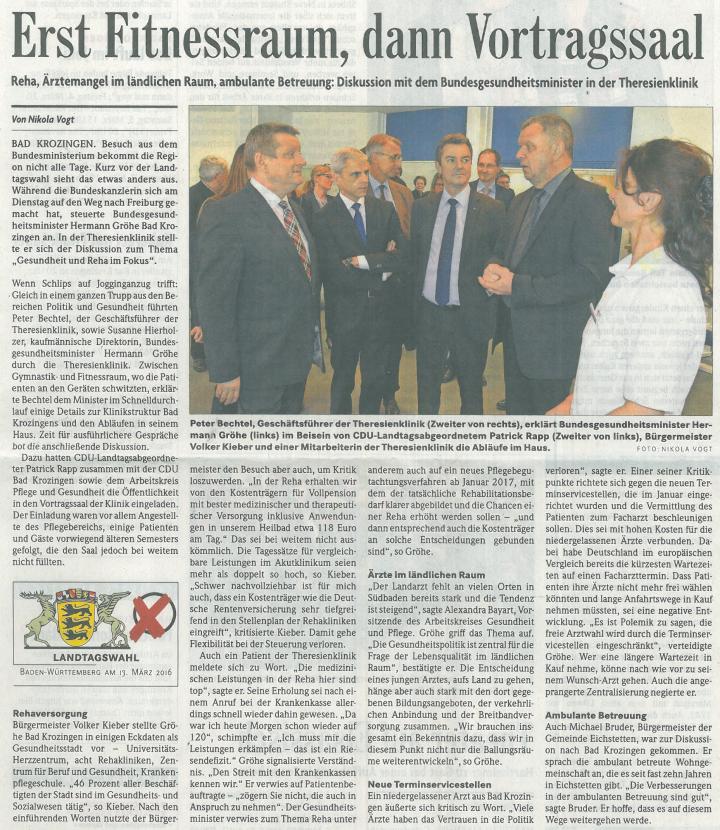 Pressemitteilung der Badischen Zeitung vom 3. März 2016